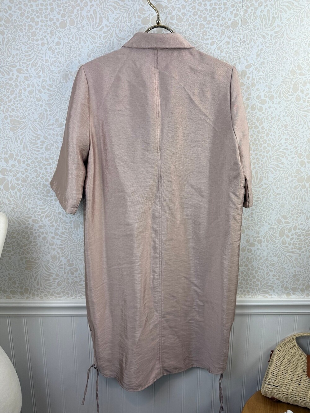 Scotch & Soda Tomboy Fit Pink Metallic Safari Shirt Dress - Size - Small - Picture 5 of 11